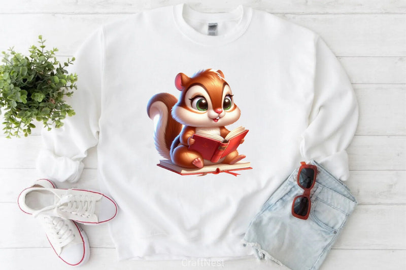 Squirrel Reading Book Clipart Bundle - CraftNest - Digital Crafting and Art