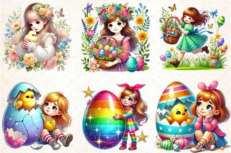 Easter Girl Clipart Bundle - CraftNest - Digital Crafting and Art