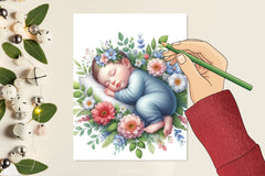 Baby Sleeping Flowers Clipart Bundle - CraftNest - Digital Crafting and Art