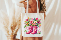 Pink Boots Spring Flowers Clipart Bundle - CraftNest - Digital Crafting and Art