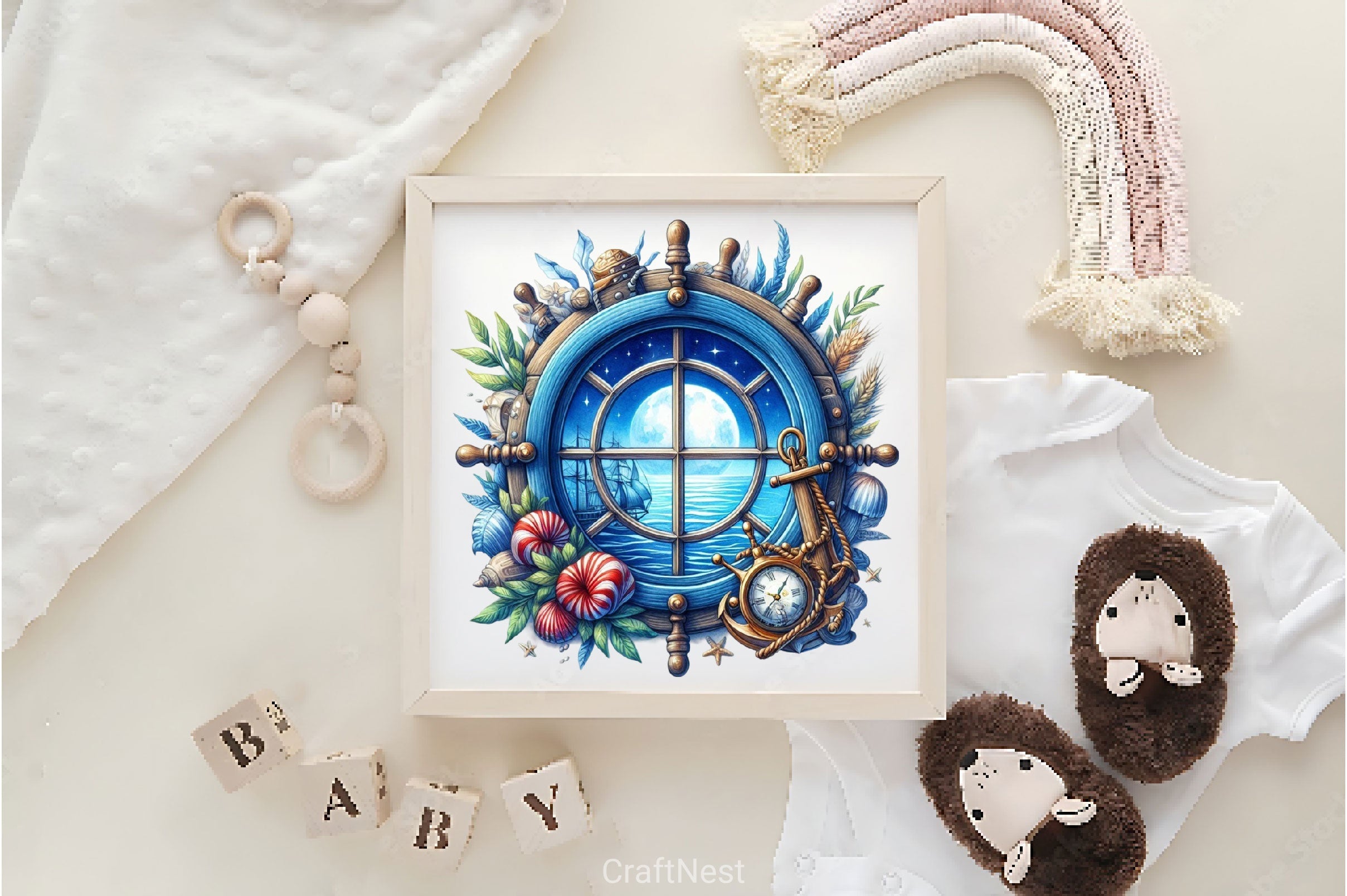 Vintage Nautical Window Clipart Bundle 2