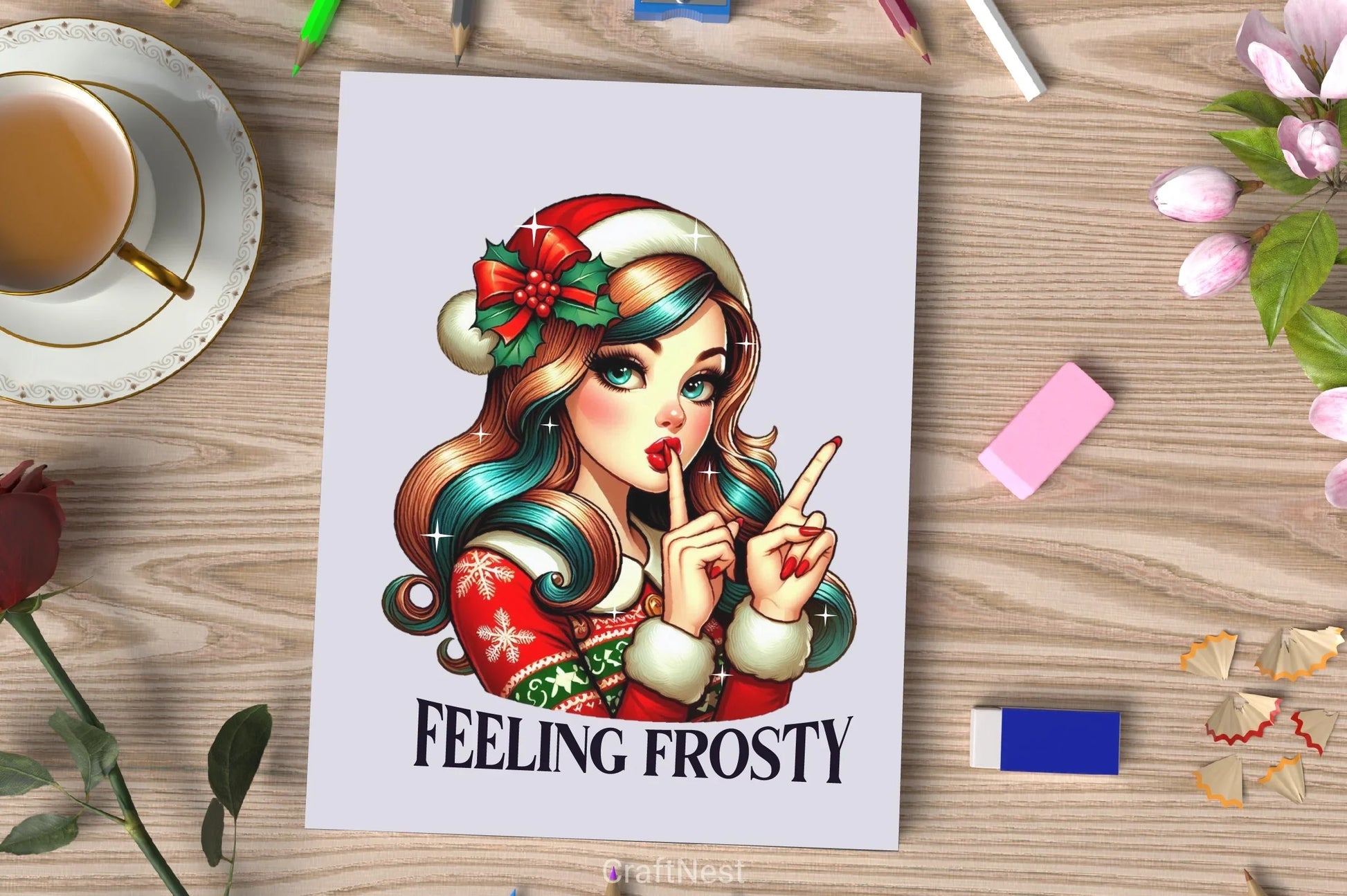 Retro Girl Christmas Clipart Bundle - CraftNest - Digital Crafting and Art