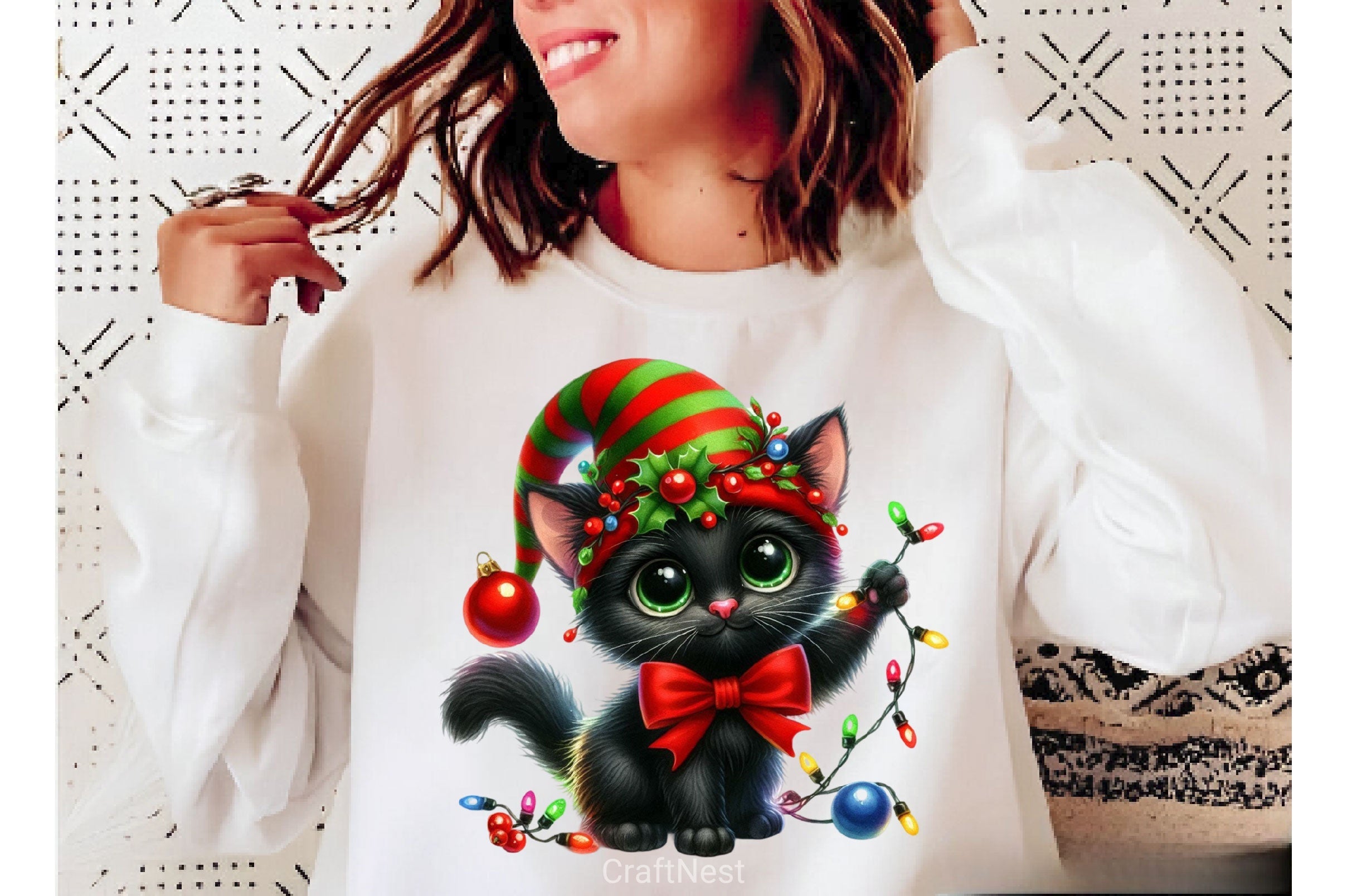 Christmas Black Cat Clipart Bundle 6