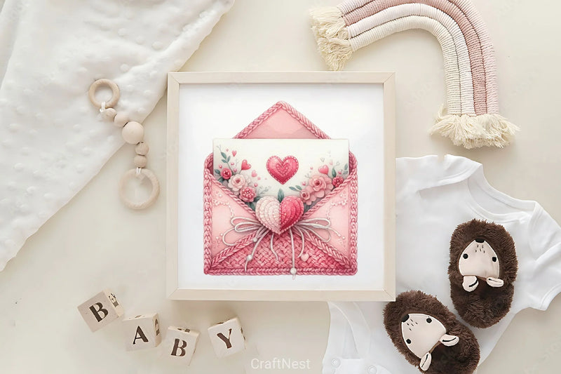 Pink Valentine Crochet Envelopes Clipart Bundle - CraftNest - Digital Crafting and Art