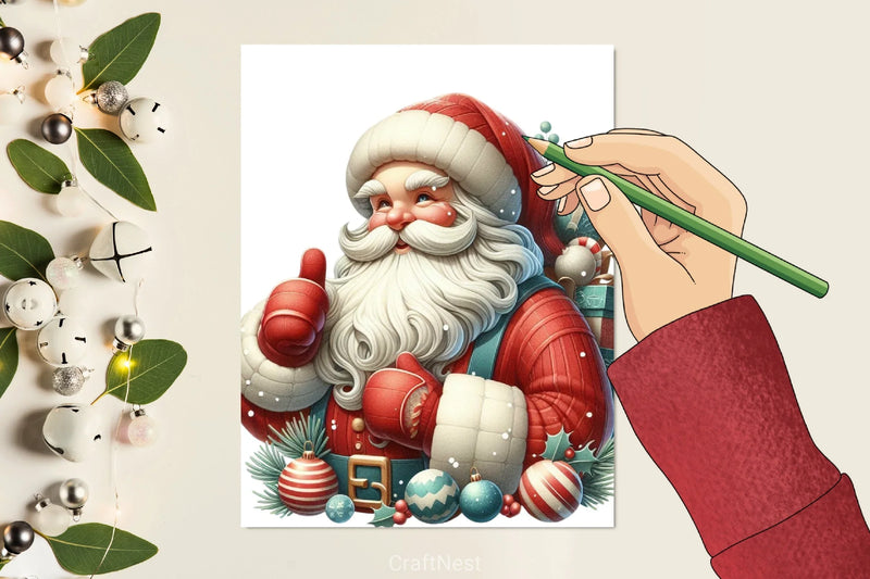 Retro Christmas Santa Clipart Bundle - CraftNest - Digital Crafting and Art