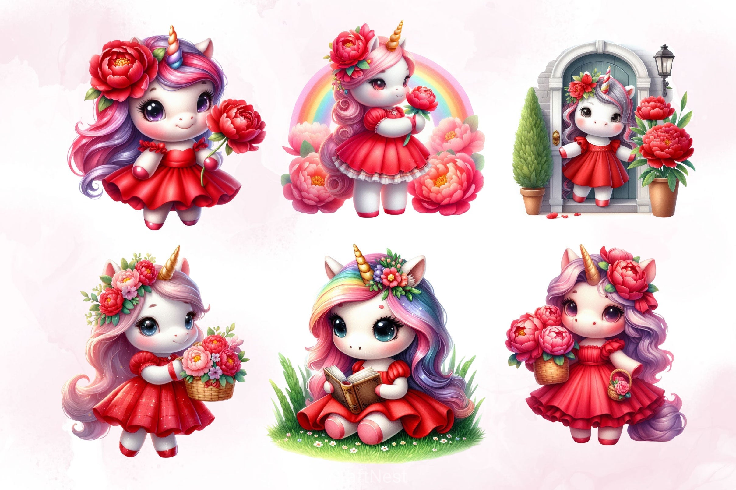 Cute Baby Unicorn Clipart Bundle 2