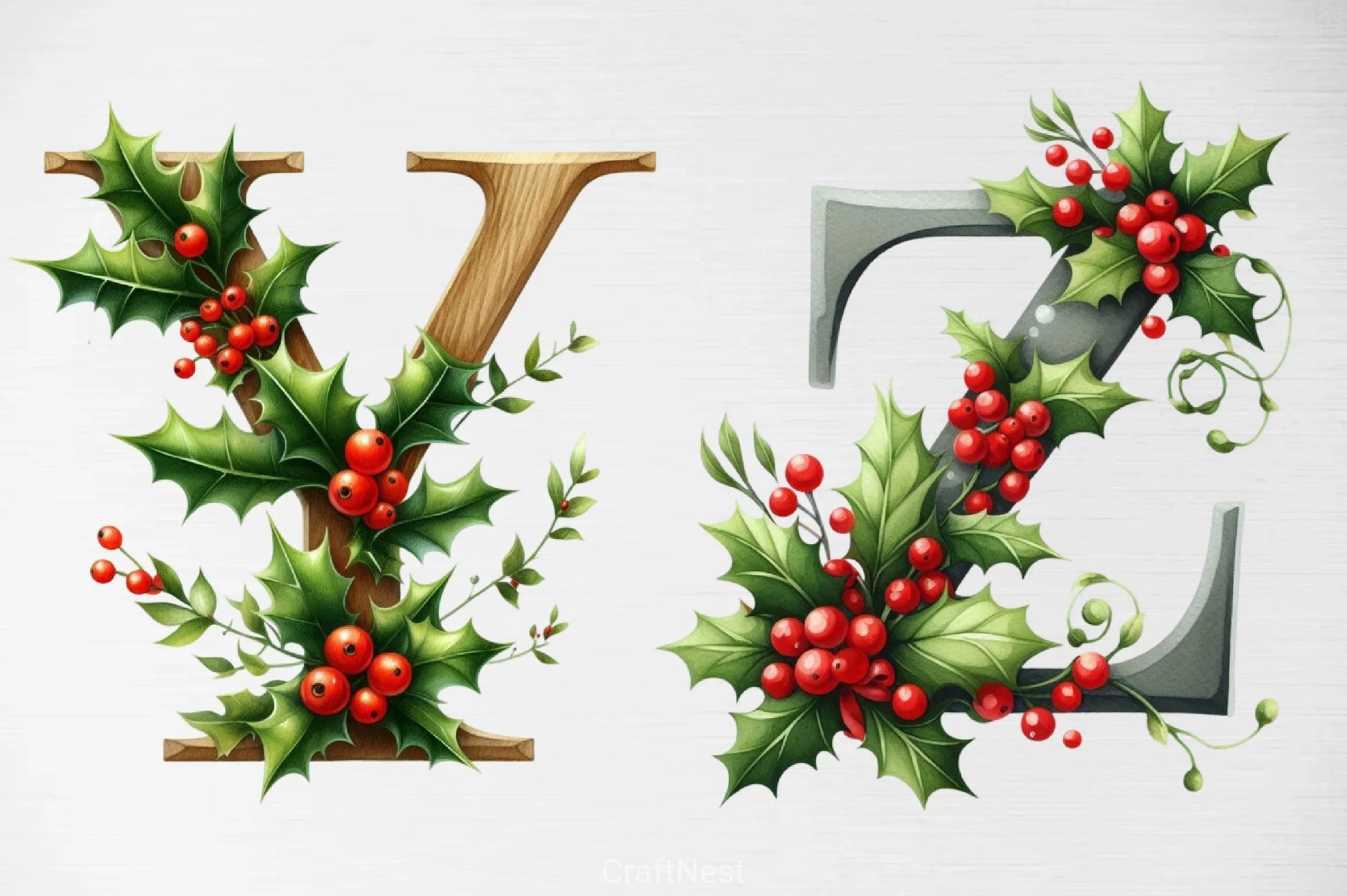 Alphabet Holly Berries Clipart Bundle - CraftNest - Digital Crafting and Art