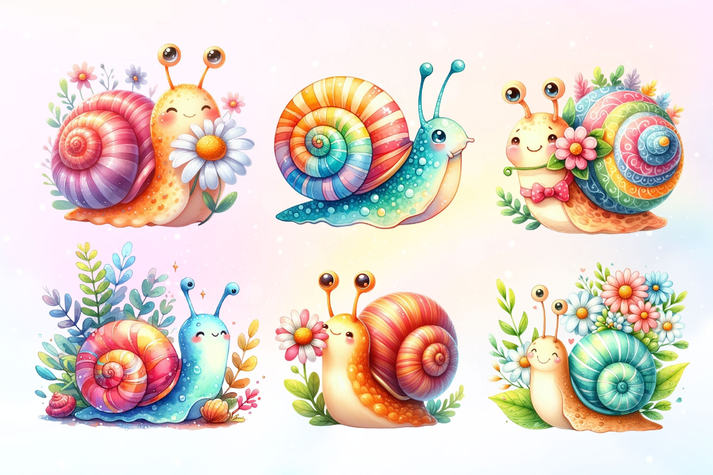 Cute Snail Clipart Bundle