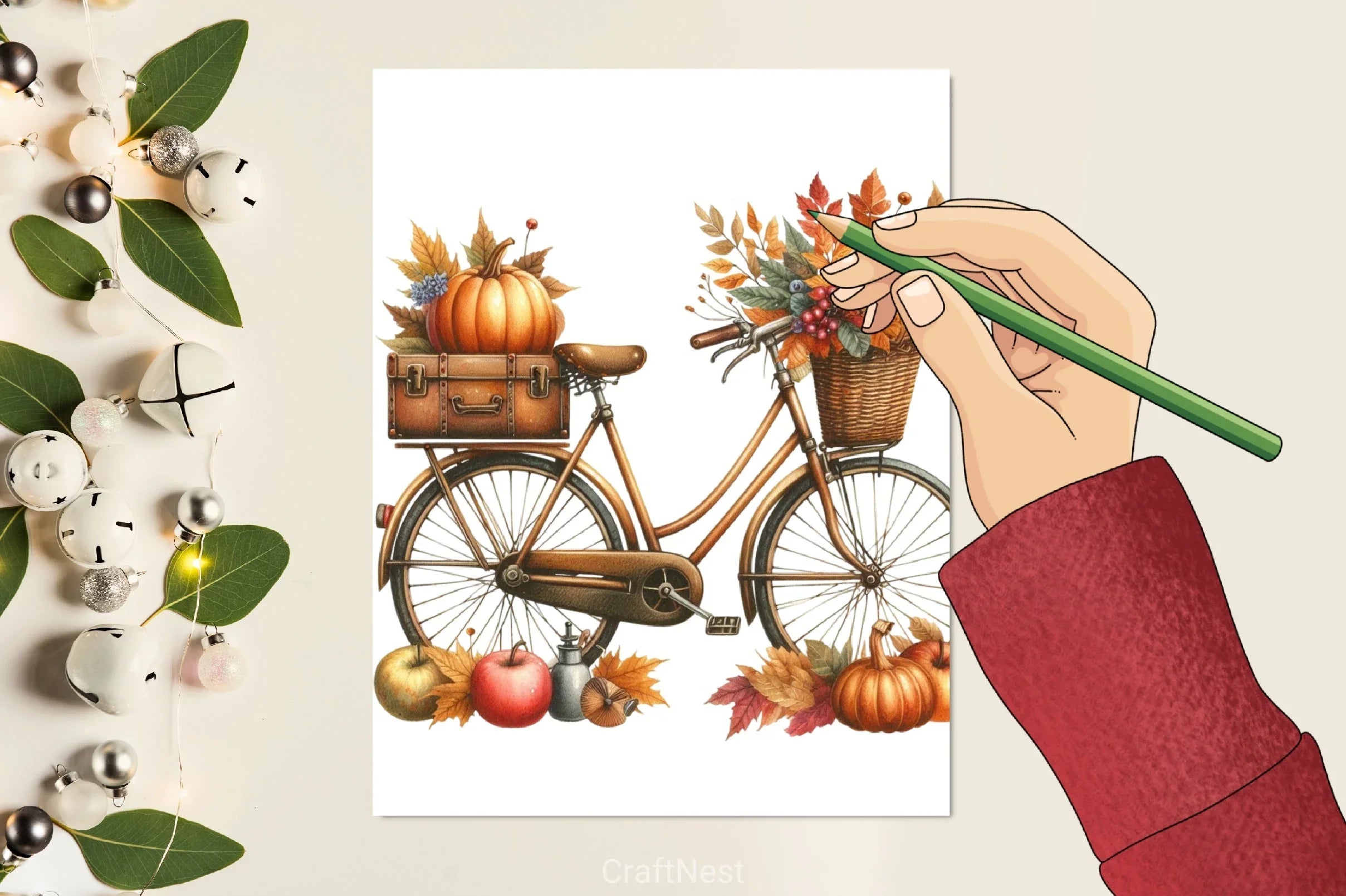 Autumn Vintage Bicycle Clipart Bundle - CraftNest - Digital Crafting and Art