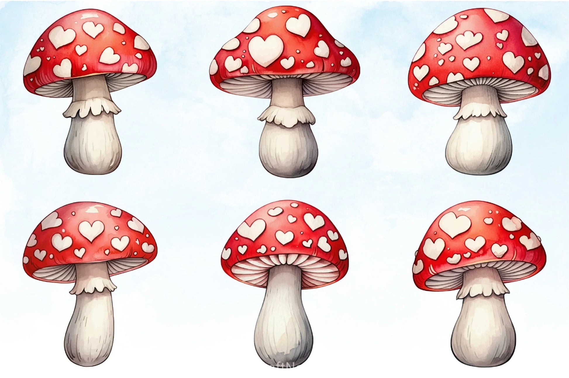 Valentine's Day Mushroom Clipart Bundle - CraftNest - Digital Crafting and Art