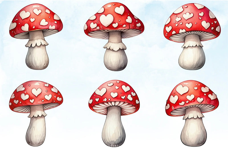 Valentine's Day Mushroom Clipart Bundle - CraftNest - Digital Crafting and Art