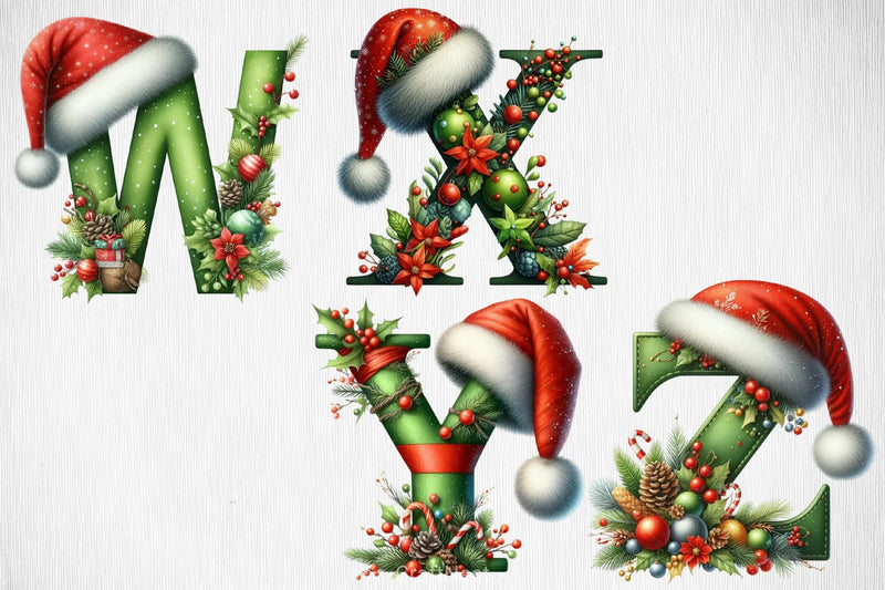 Christmas Santa Hat Alphabet Clipart Bundle - CraftNest - Digital Crafting and Art