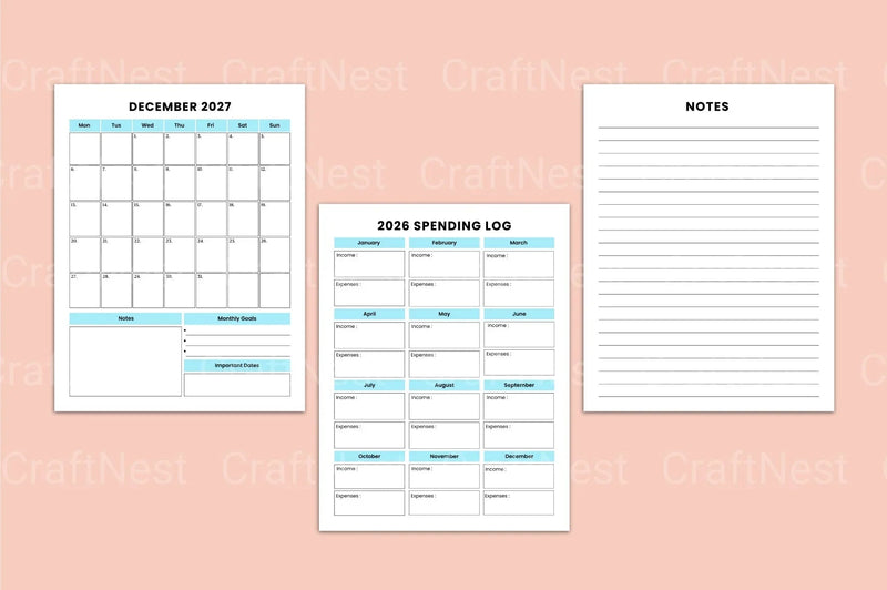 2027 Monthly Planner: Yearly Organization - CraftNest - Digital Crafting and Art