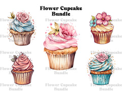 Flower Cupcakes Clipart - CraftNest