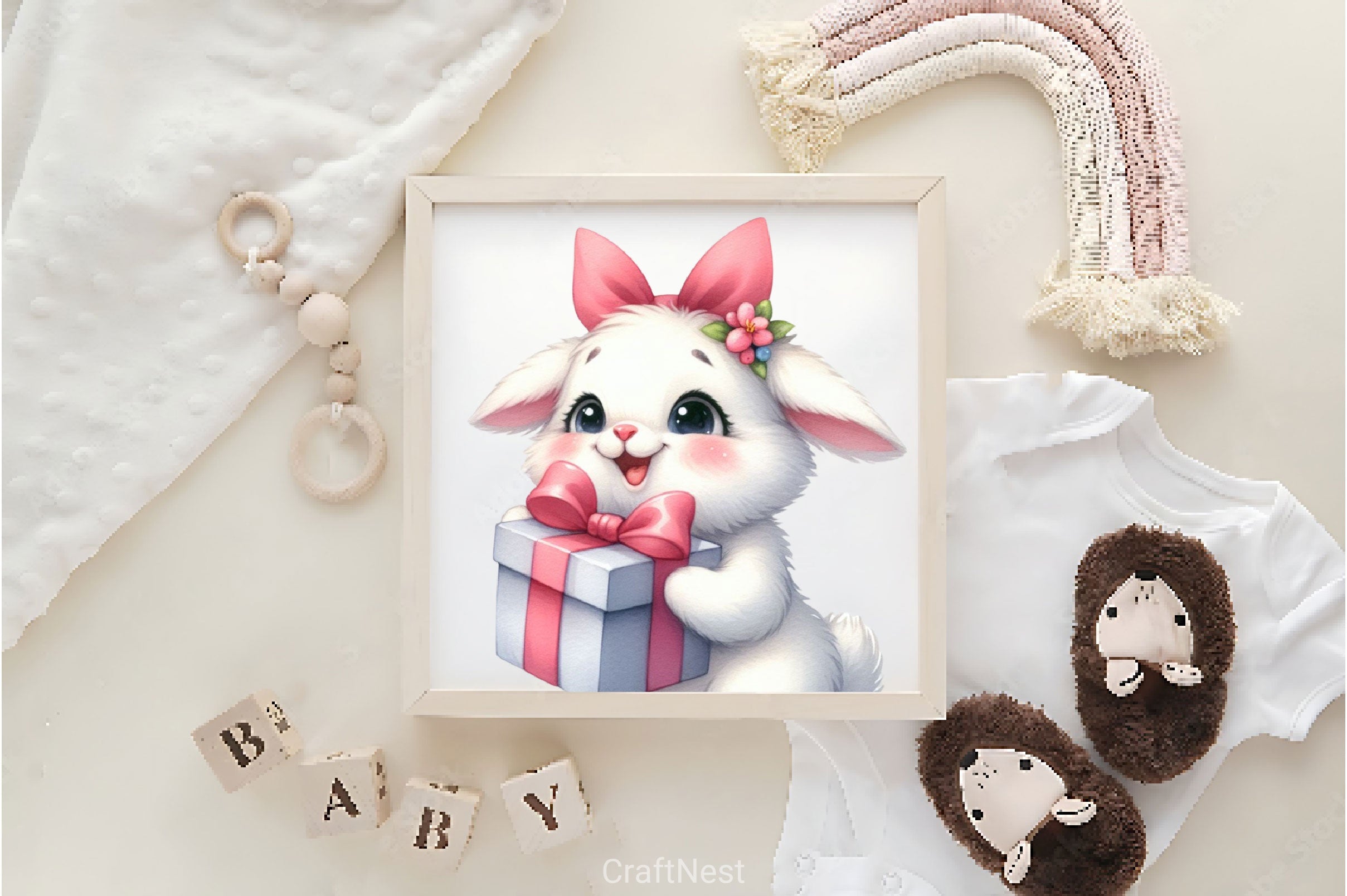 Cute Surprise Bunny Clipart Bundle
