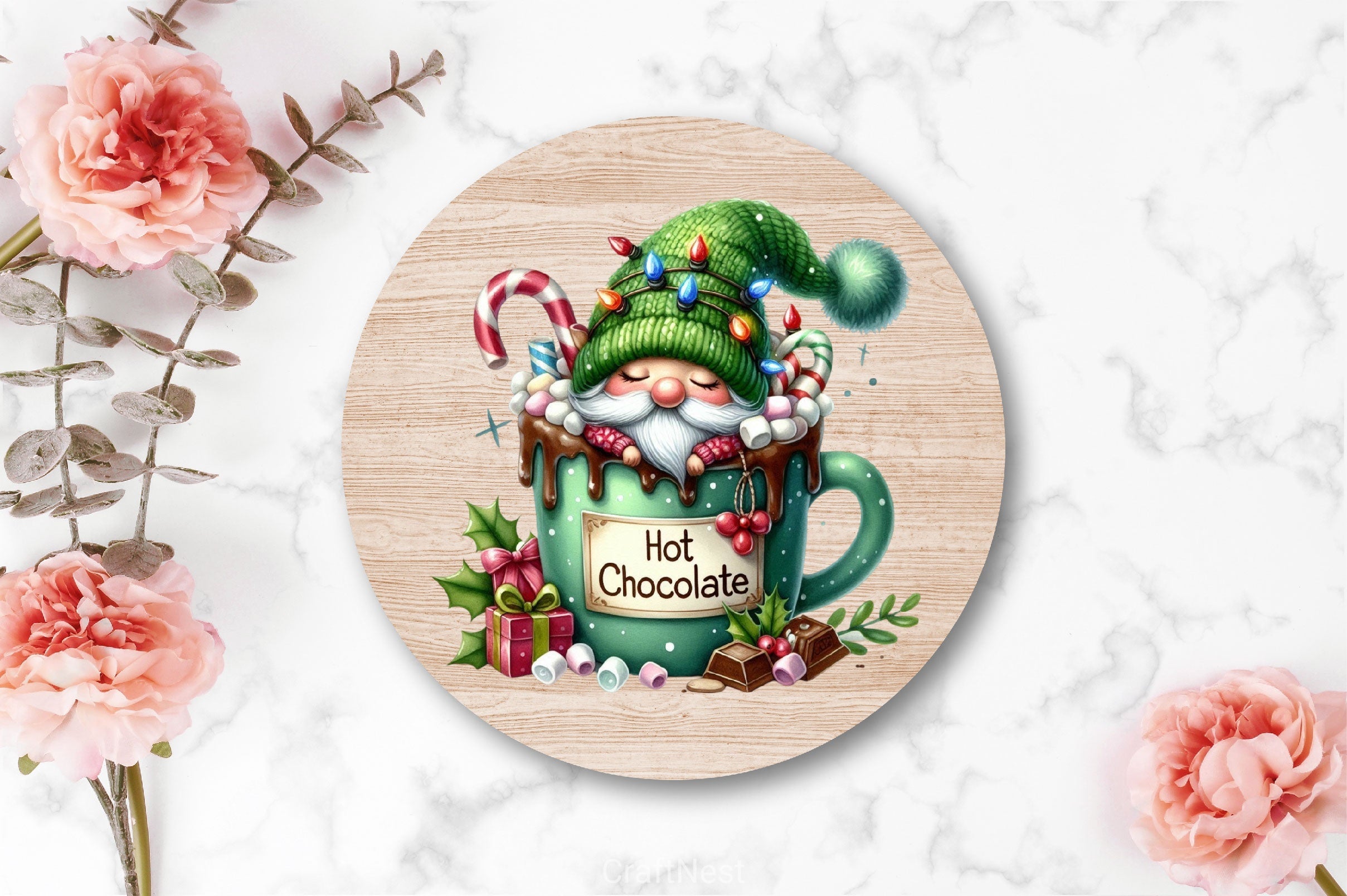 Holiday Christmas Coffee With Gnome Clipart Bundle