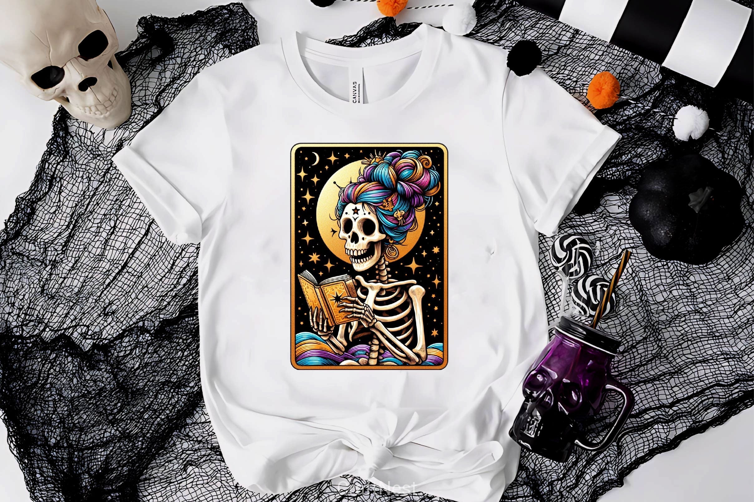The Reader Tarot Card Reading Skeleton Clipart Bundle