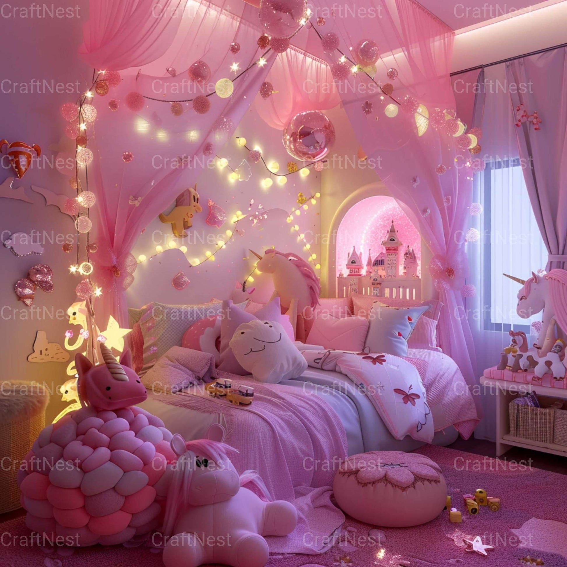 Pink Bedroom Stock Images - CraftNest - Digital Crafting and Art