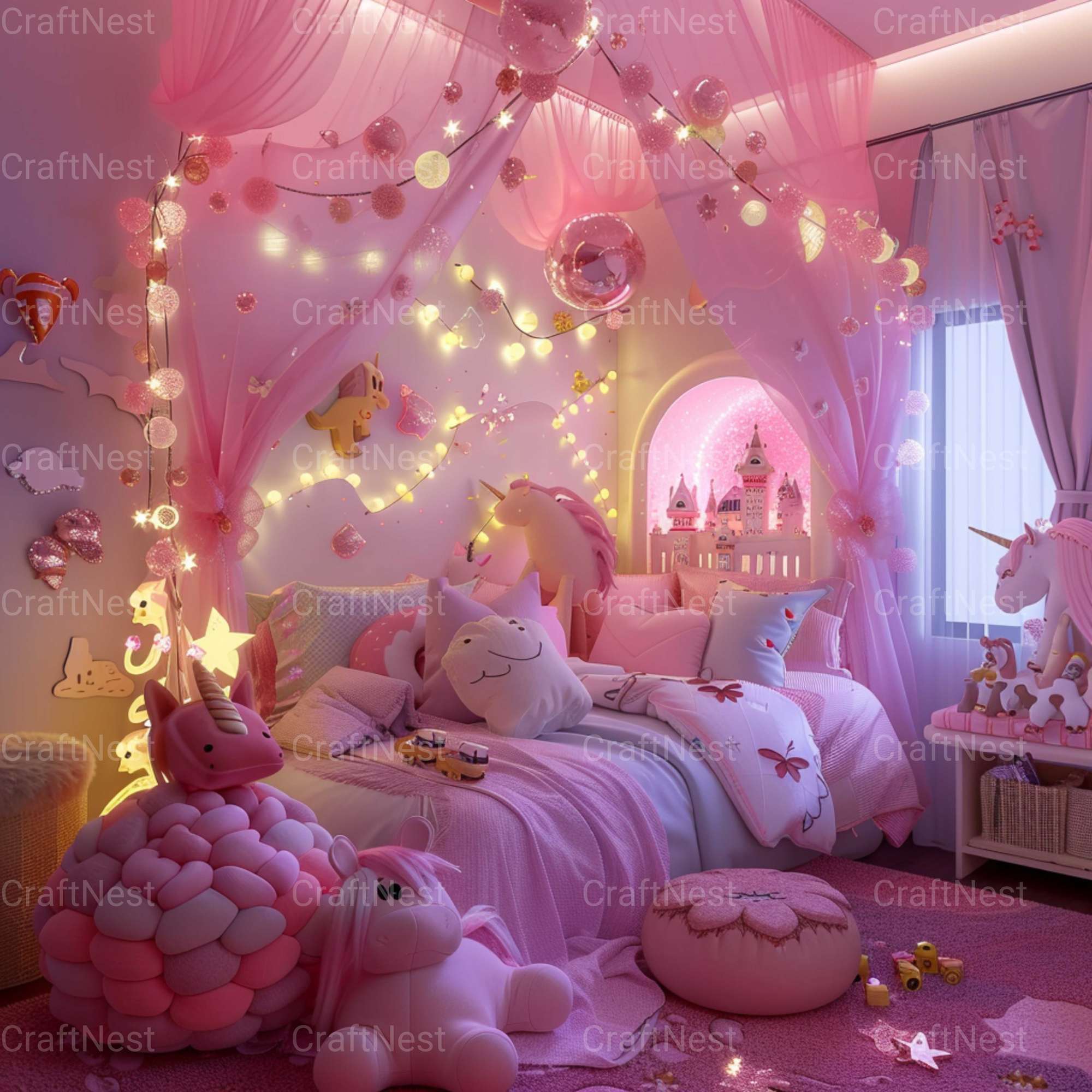 Pink Bedroom Stock Images - CraftNest - Digital Crafting and Art