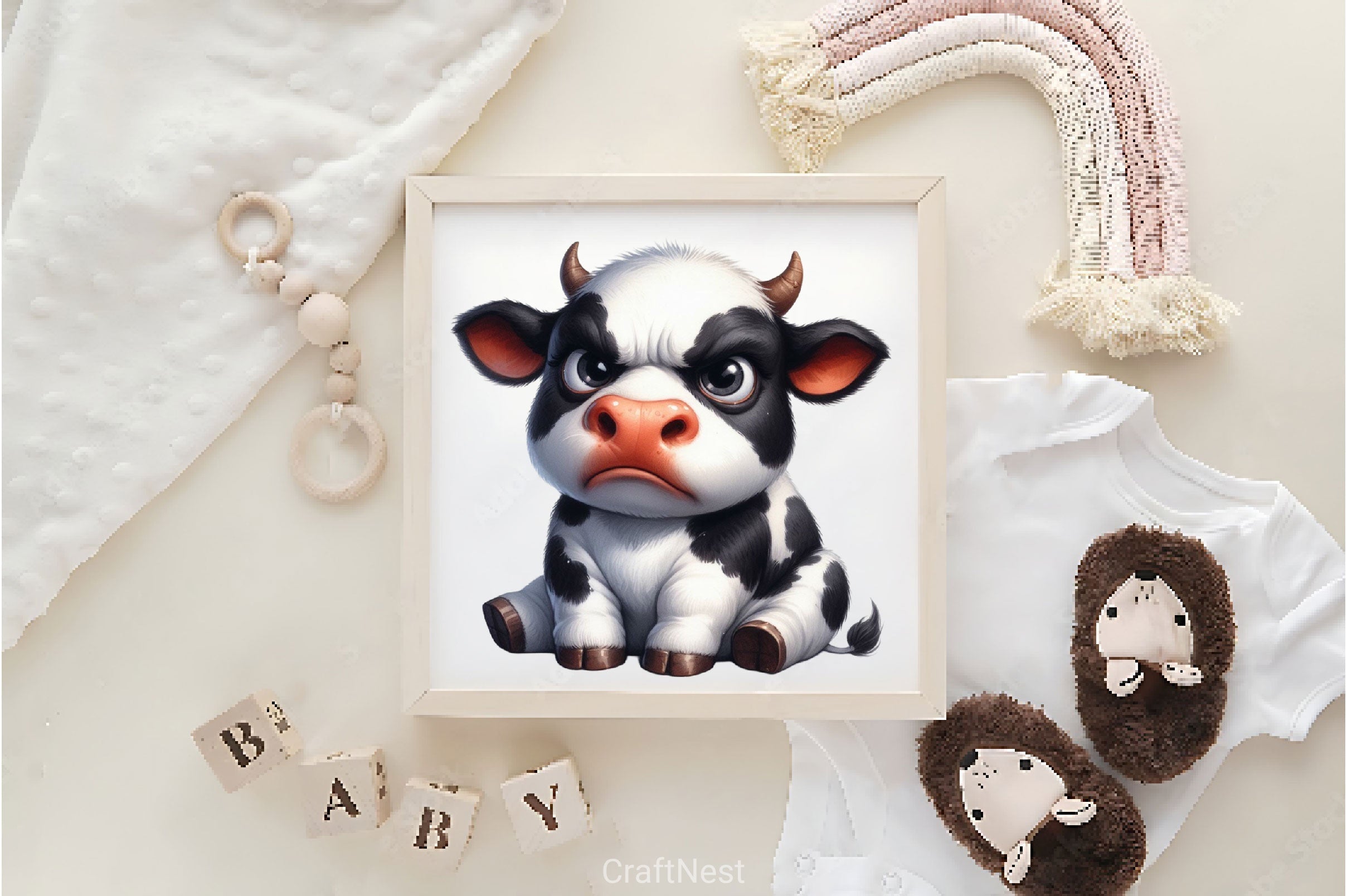 Funny Grumpy Cow Clipart Bundle