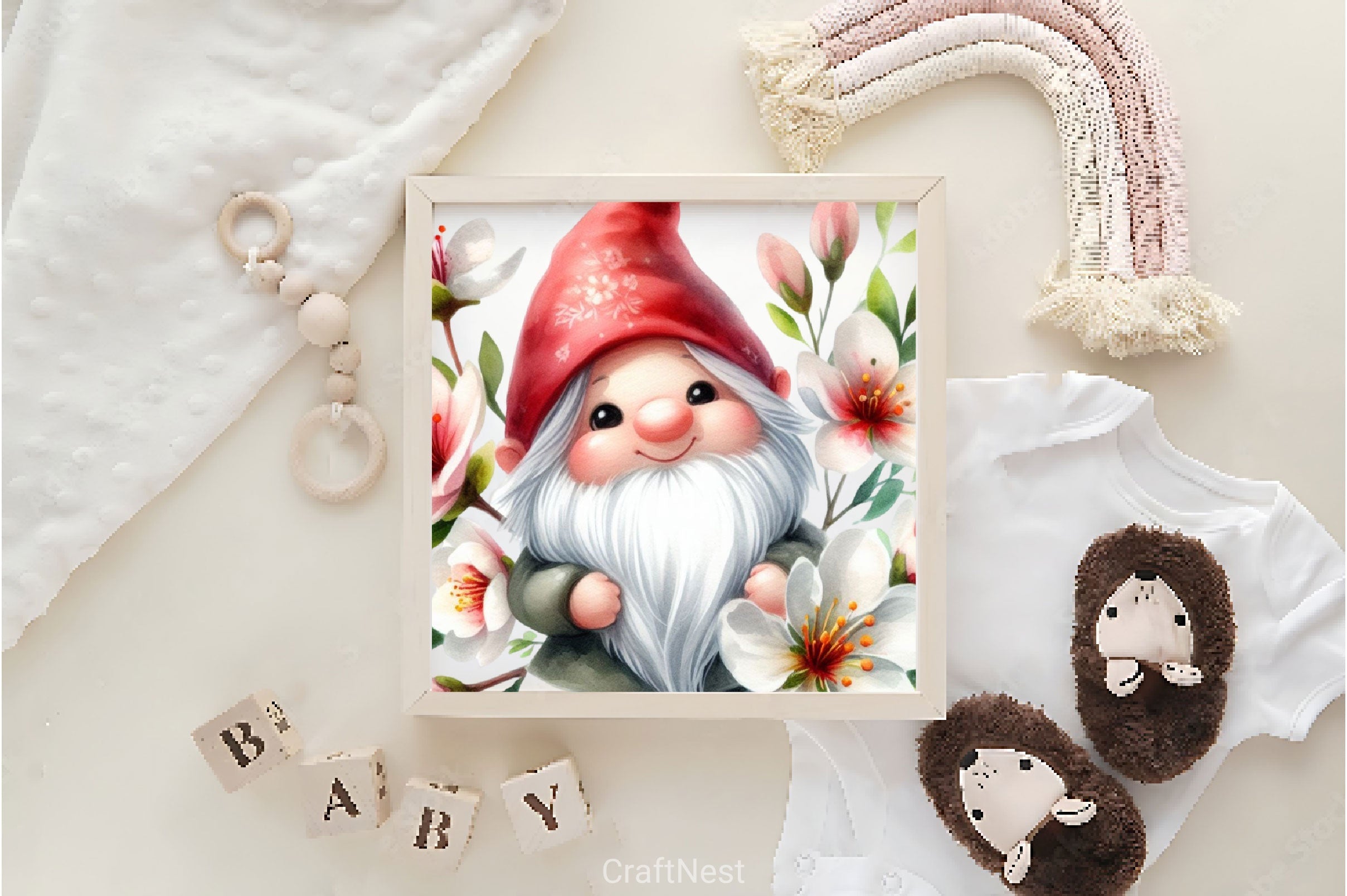 Cherry Blossom Gnome Clipart Bundle