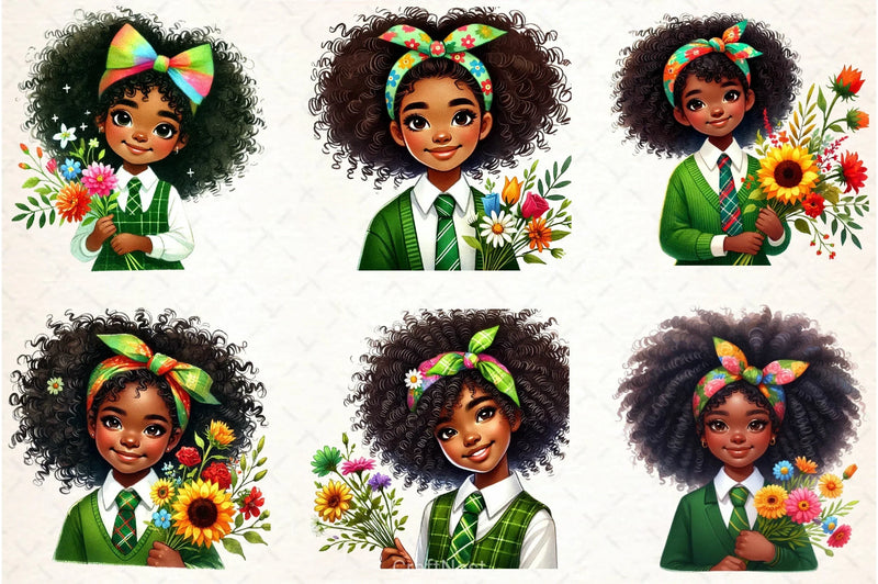 Black History Afro Girl Clipart Bundle - CraftNest - Digital Crafting and Art