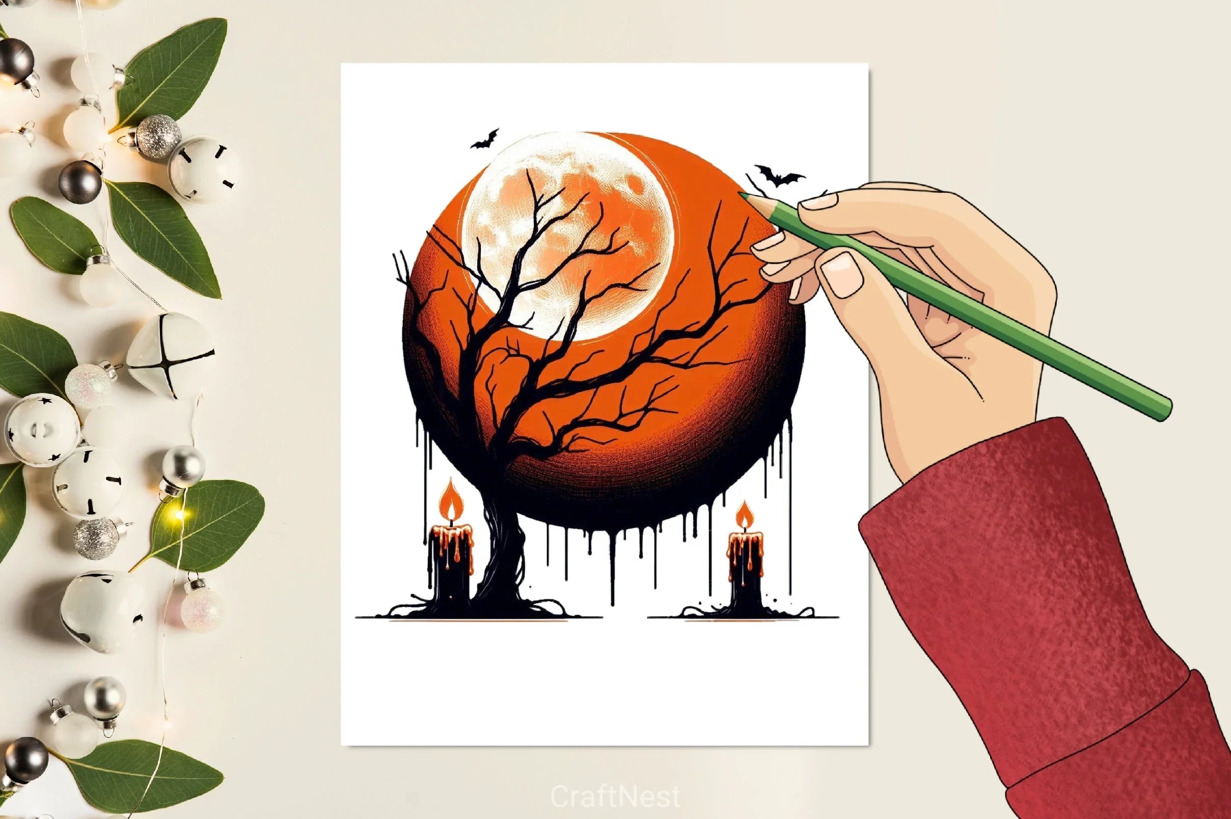 Halloween Tree & Moon Clipart Bundle - CraftNest - Digital Crafting and Art