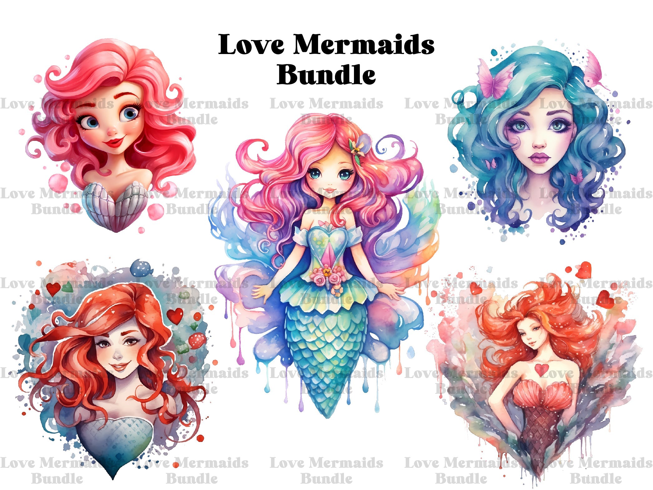 Love Mermaids Clipart - CraftNest