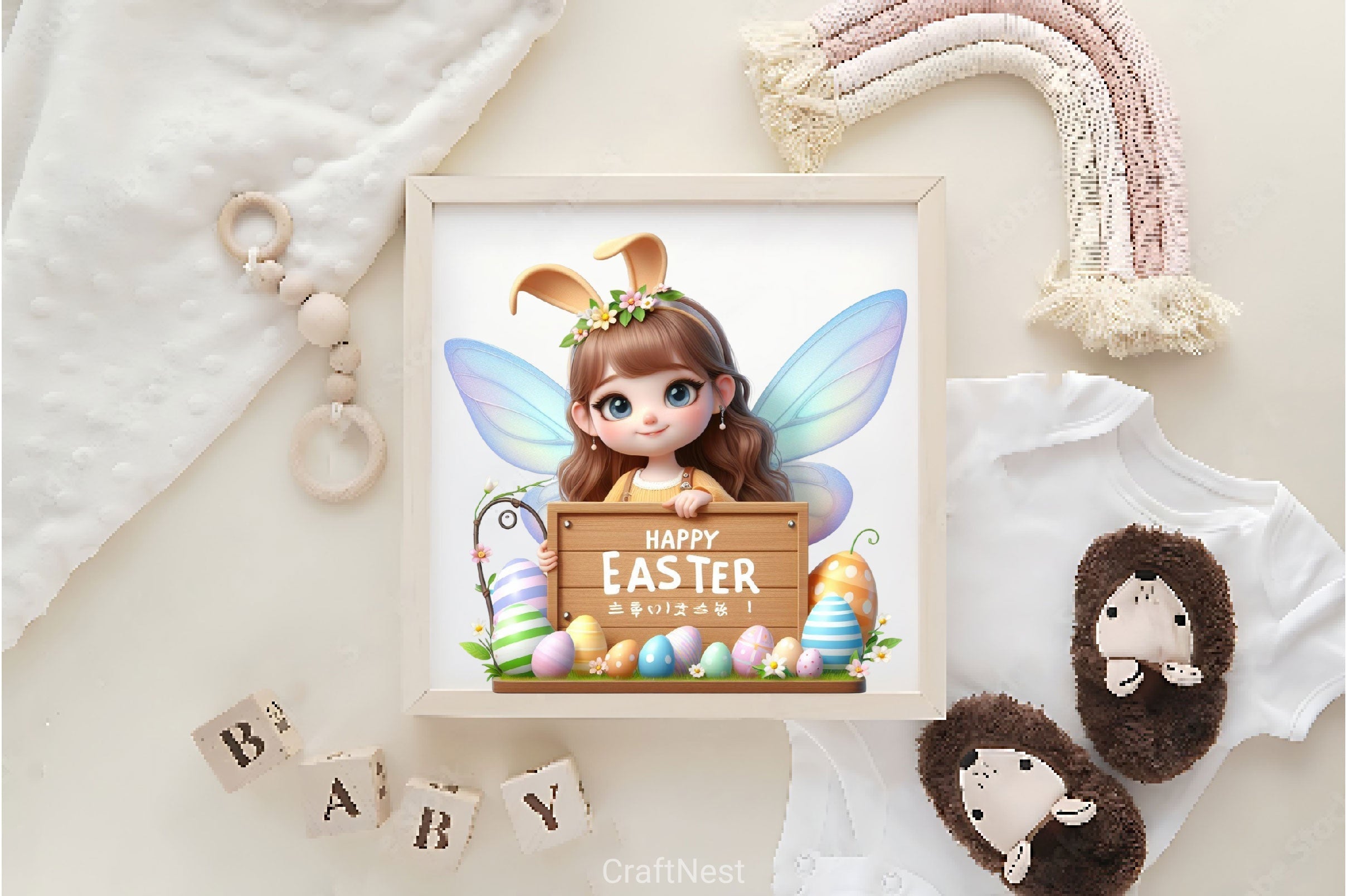 Cute Happy Easter Fairy Clipart Bundle