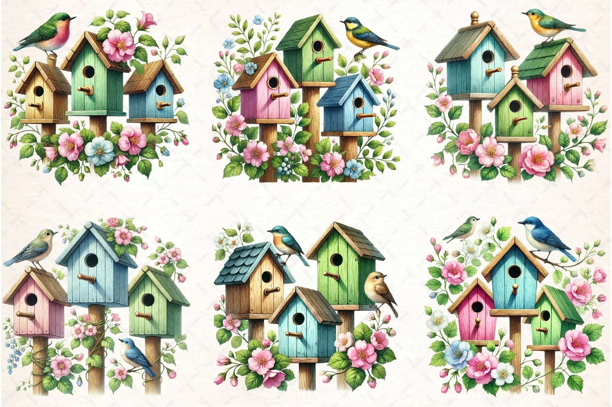 Spring Birdhouse Clipart Bundle - CraftNest - Digital Crafting and Art
