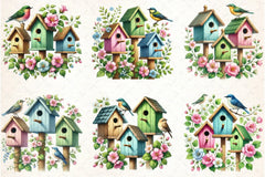 Spring Birdhouse Clipart Bundle - CraftNest - Digital Crafting and Art