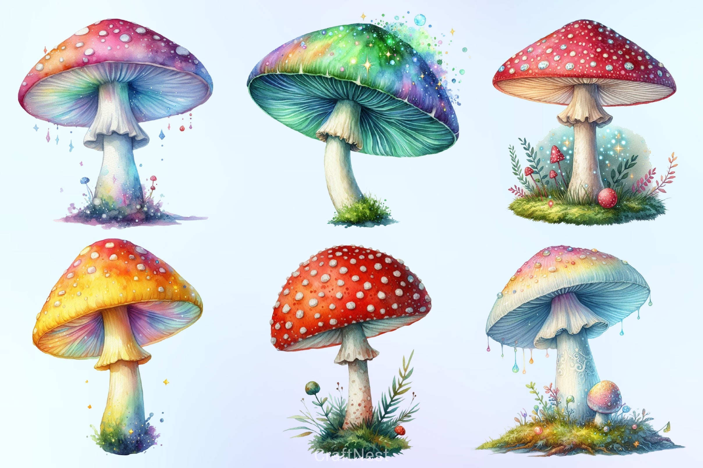 Mystical Mushrooms Clipart Bundle