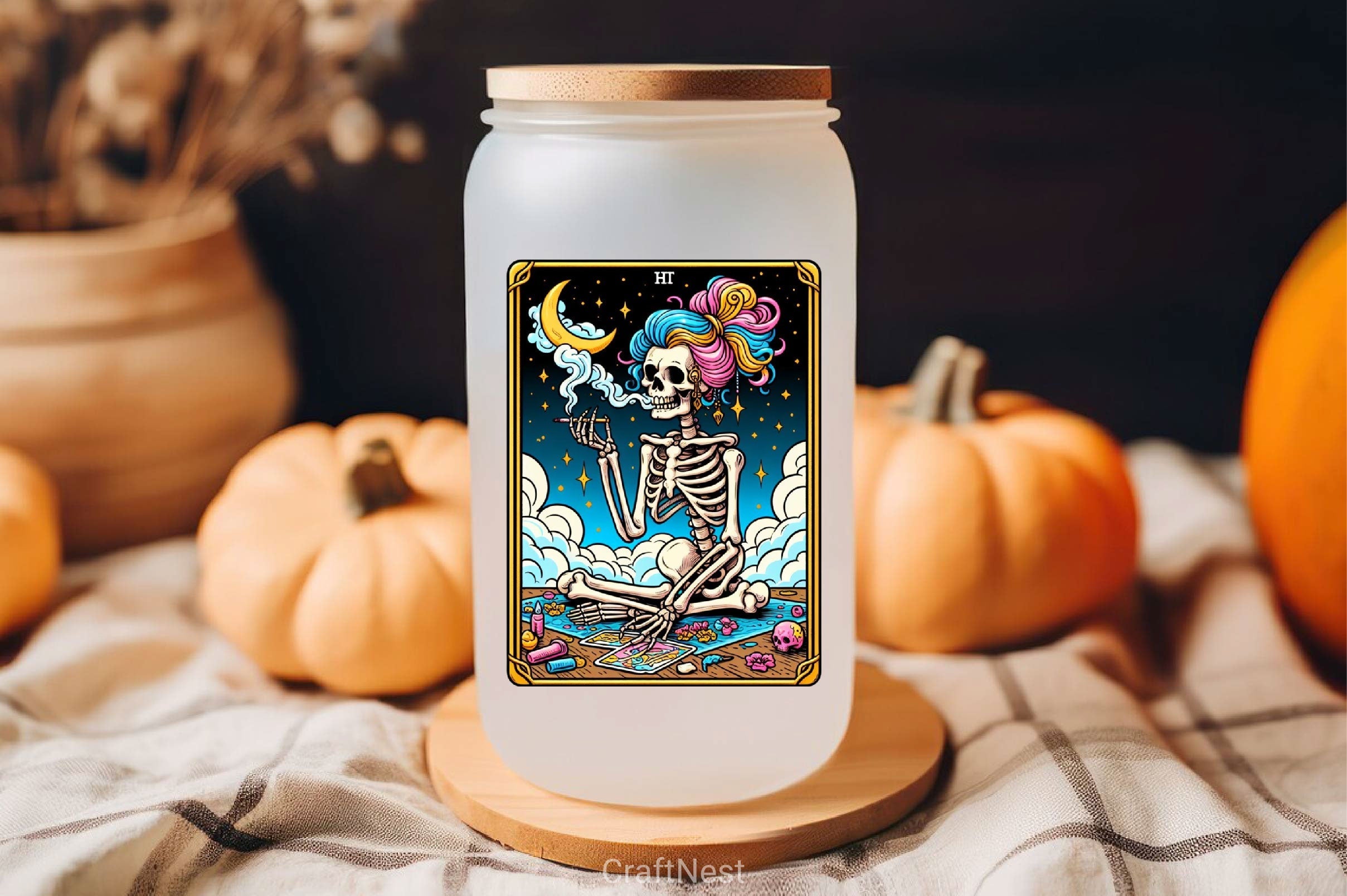The Stoner Skeleton Tarot Card Clipart Bundle
