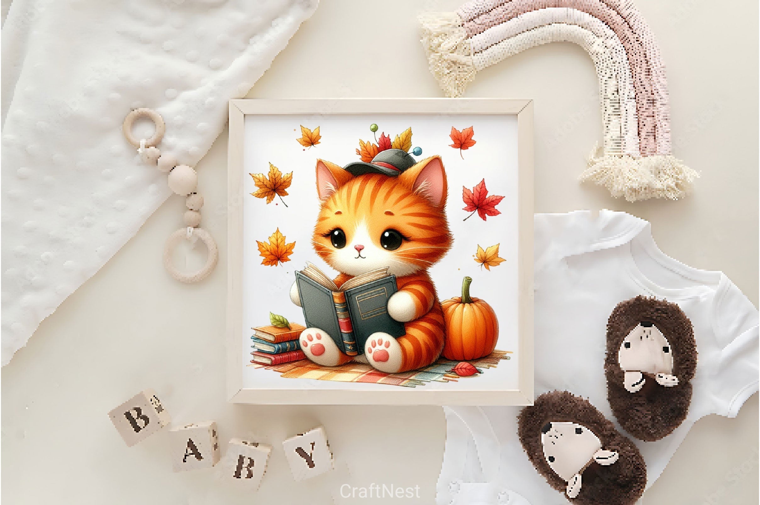 Cute Autumn Cat Clipart Bundle 2