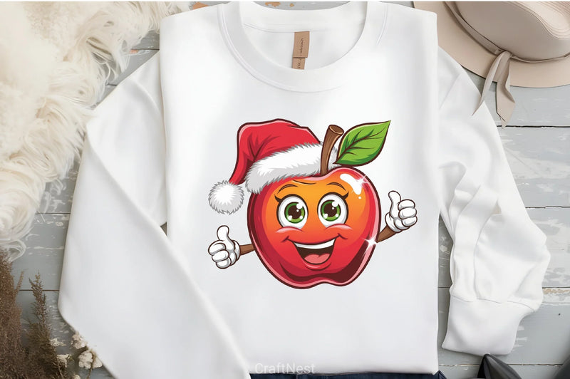 Christmas Apple Santa Hat Clipart Bundle - CraftNest - Digital Crafting and Art