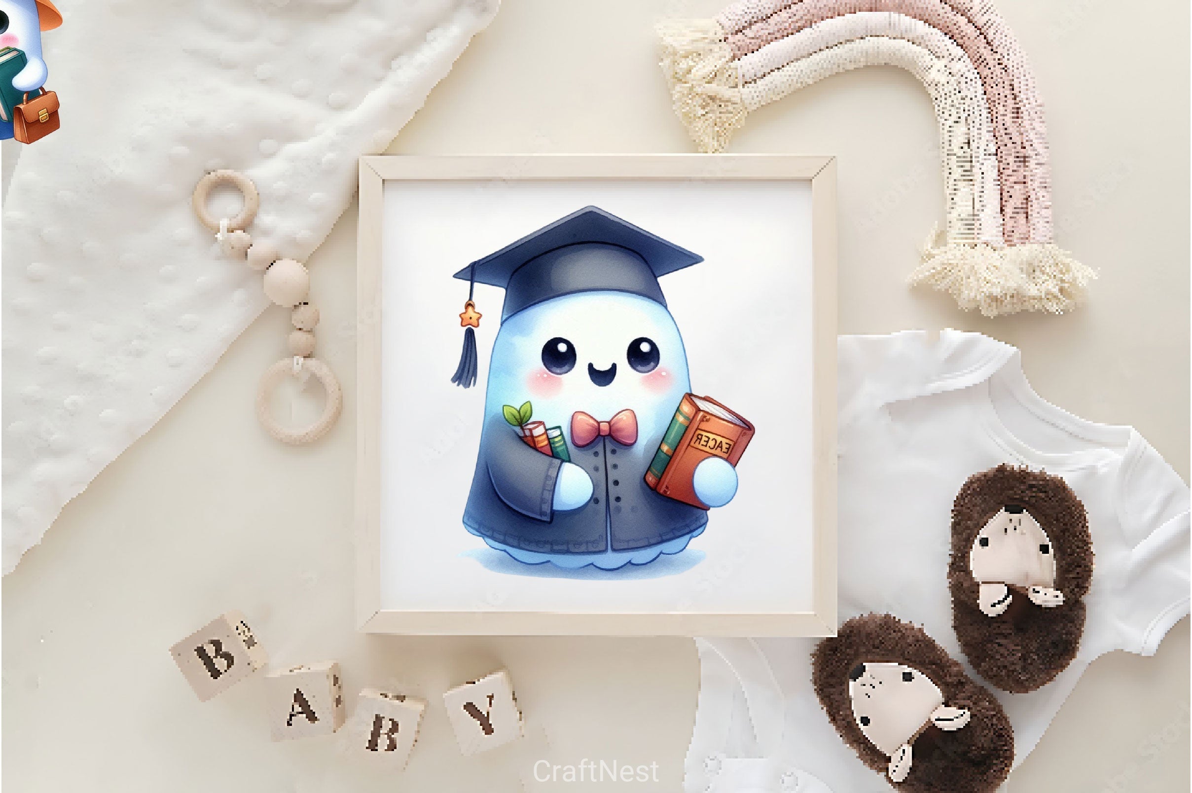 Ghost Bookworm Clipart Bundle