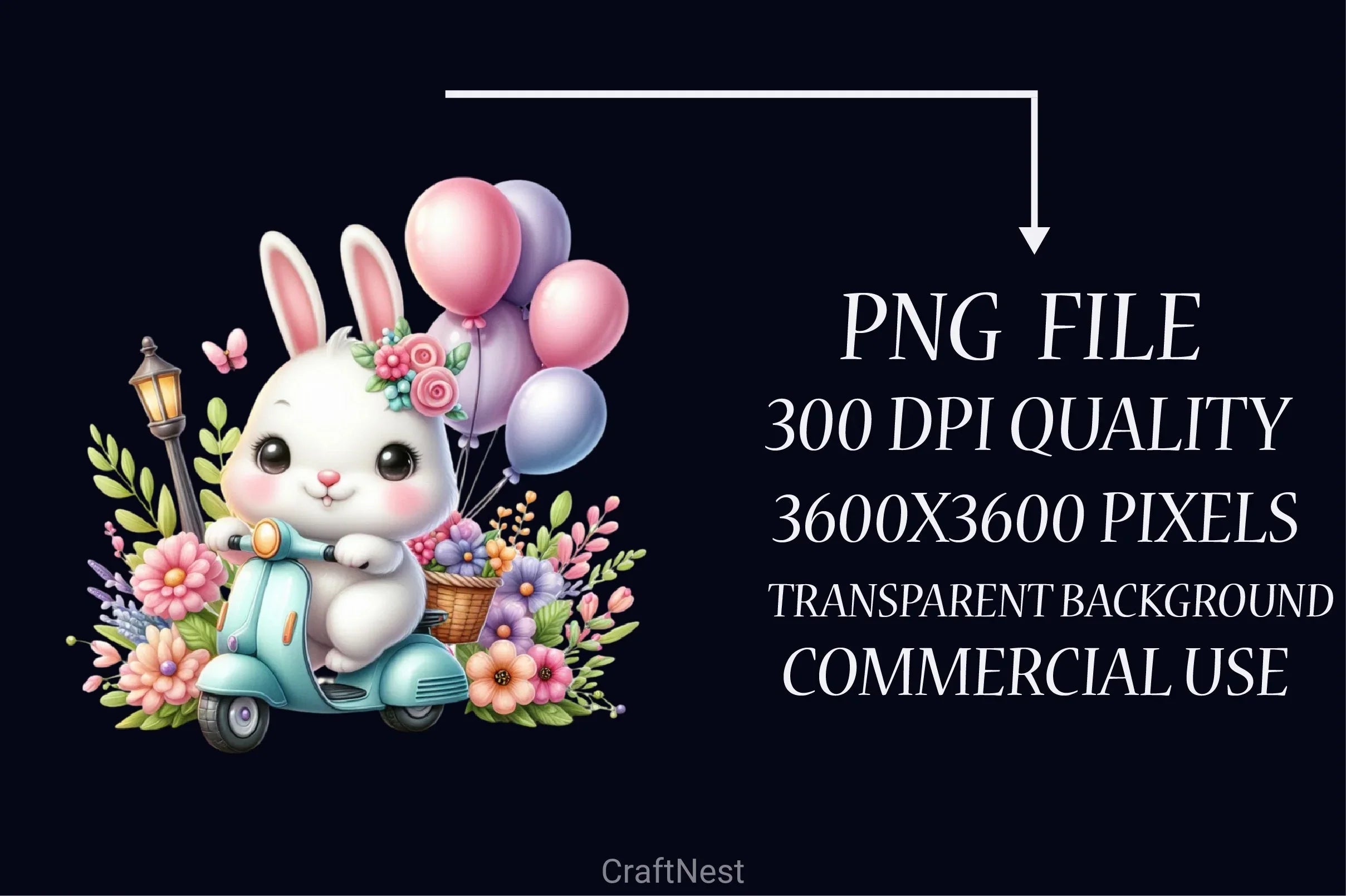 Cute Bunny Scooter Clipart Bundle - CraftNest - Digital Crafting and Art