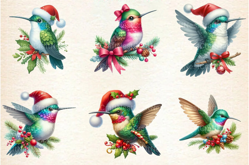 Christmas Hummingbird Clipart Bundle - CraftNest - Digital Crafting and Art