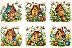 Spring Bee House Clipart Bundle - CraftNest - Digital Crafting and Art