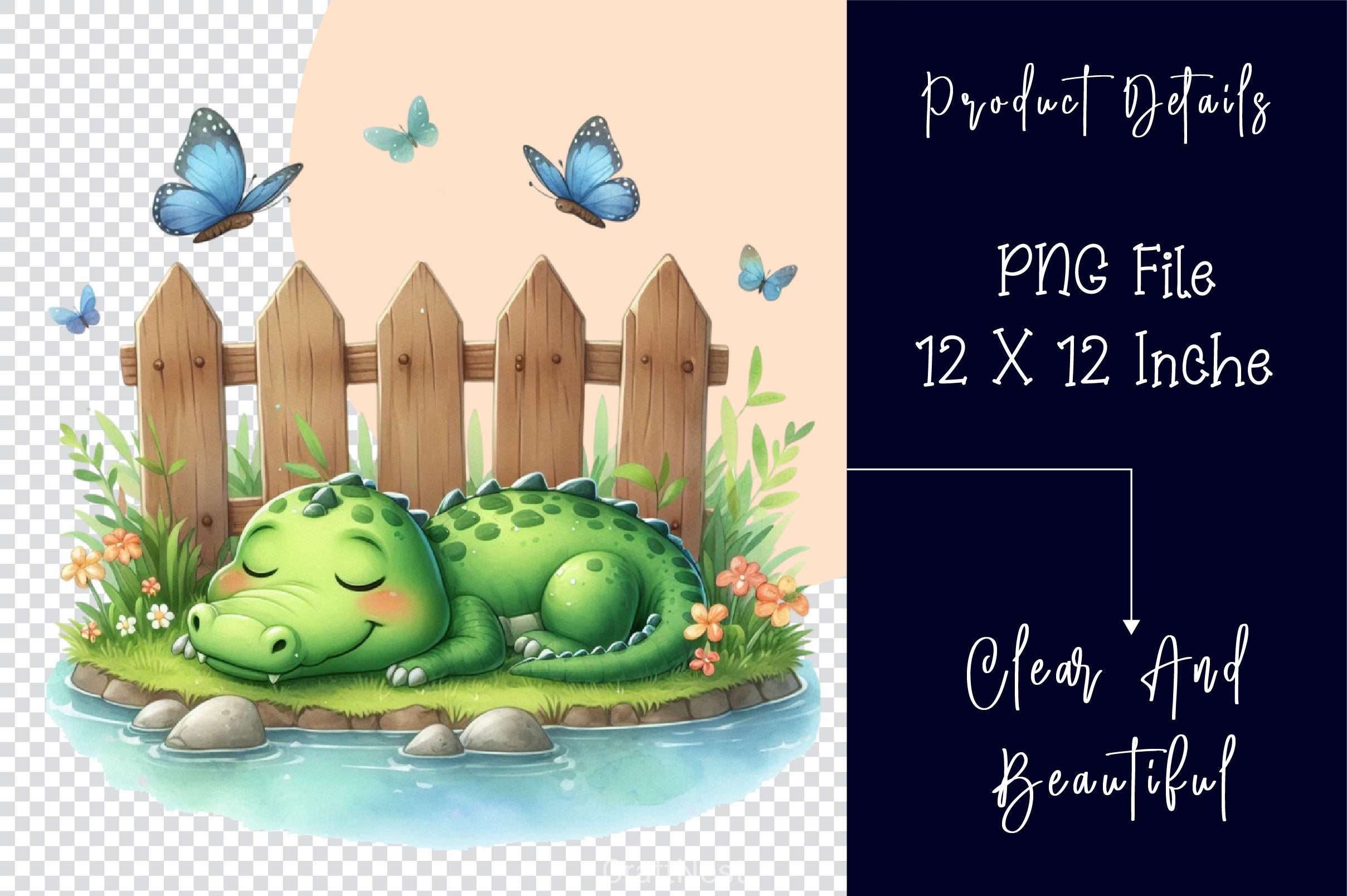 Sleeping Crocodile Clipart Bundle