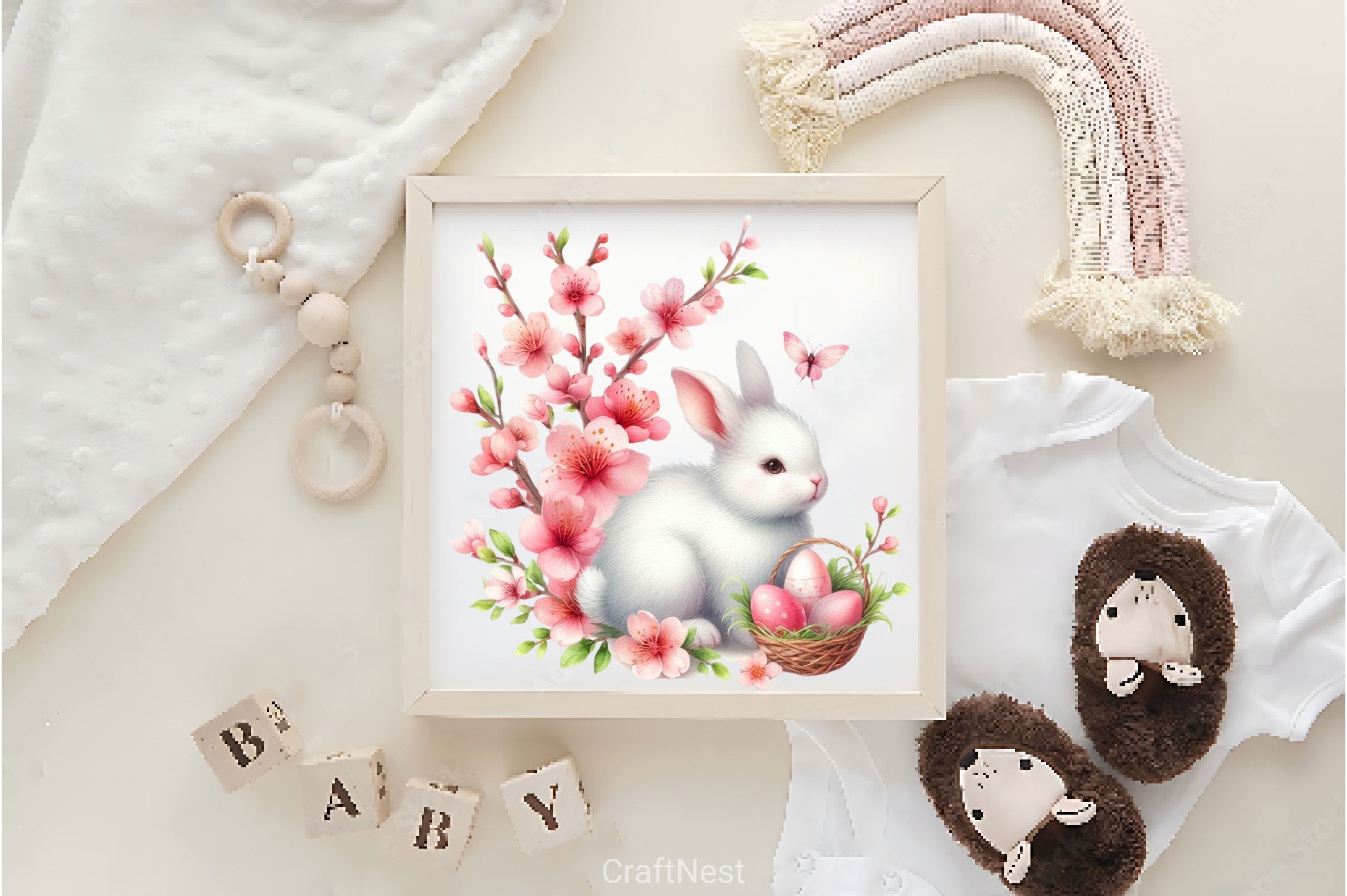Happy Easter Bunnies Clipart Bundle