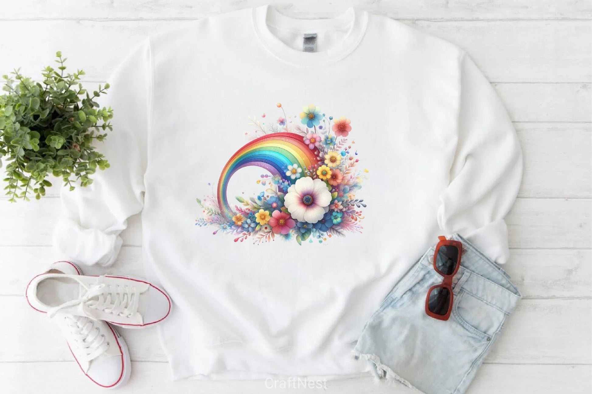 Rainbow Daisy Flower Clipart Bundle - CraftNest - Digital Crafting and Art