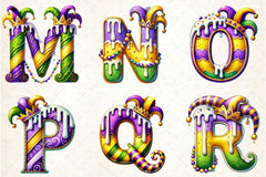 Mardi Gras Alphabet Clipart Bundle - CraftNest - Digital Crafting and Art