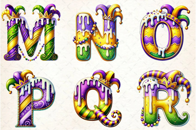 Mardi Gras Alphabet Clipart Bundle - CraftNest - Digital Crafting and Art