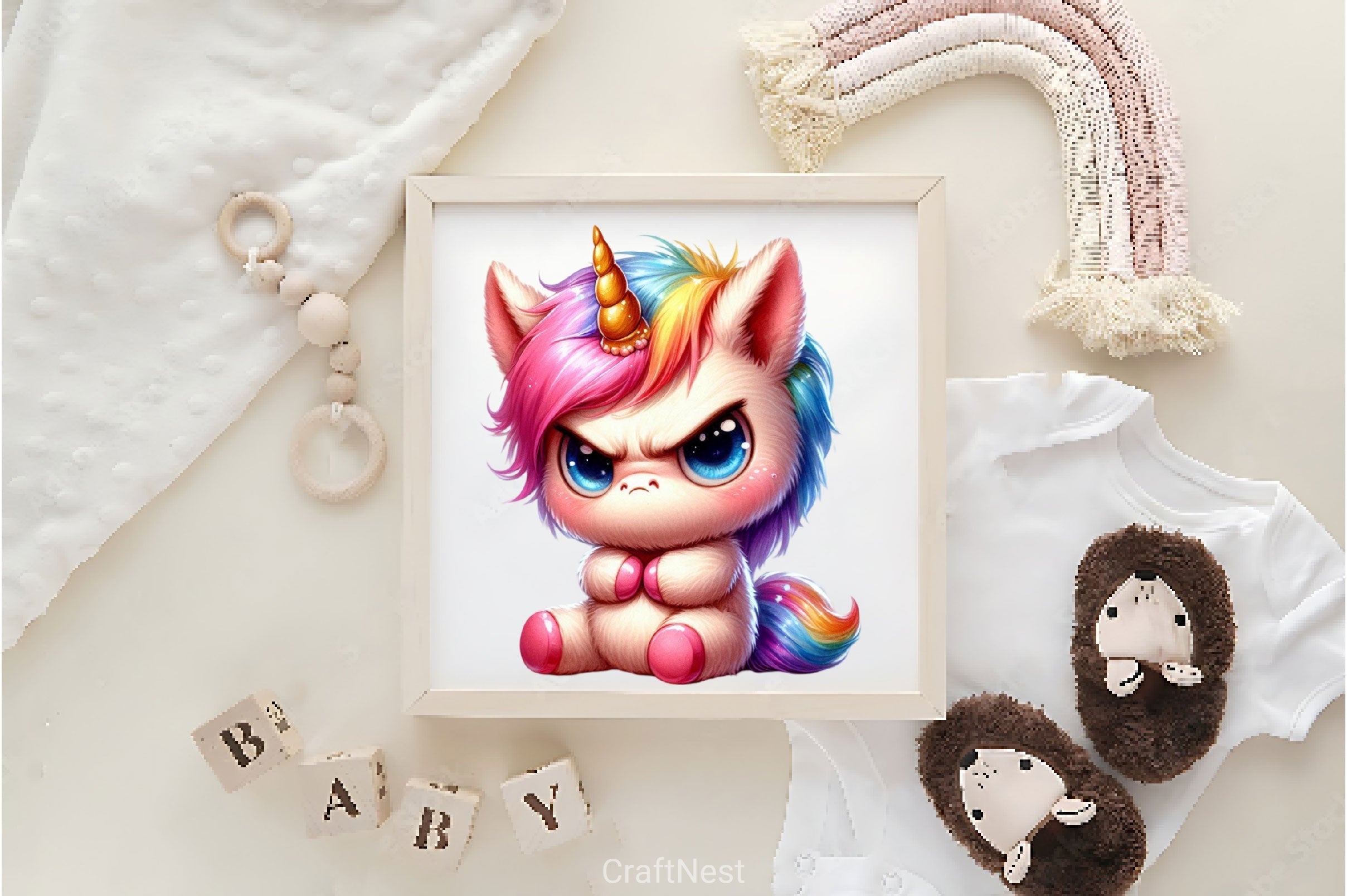 Funny Grumpy Unicorn Clipart Bundle