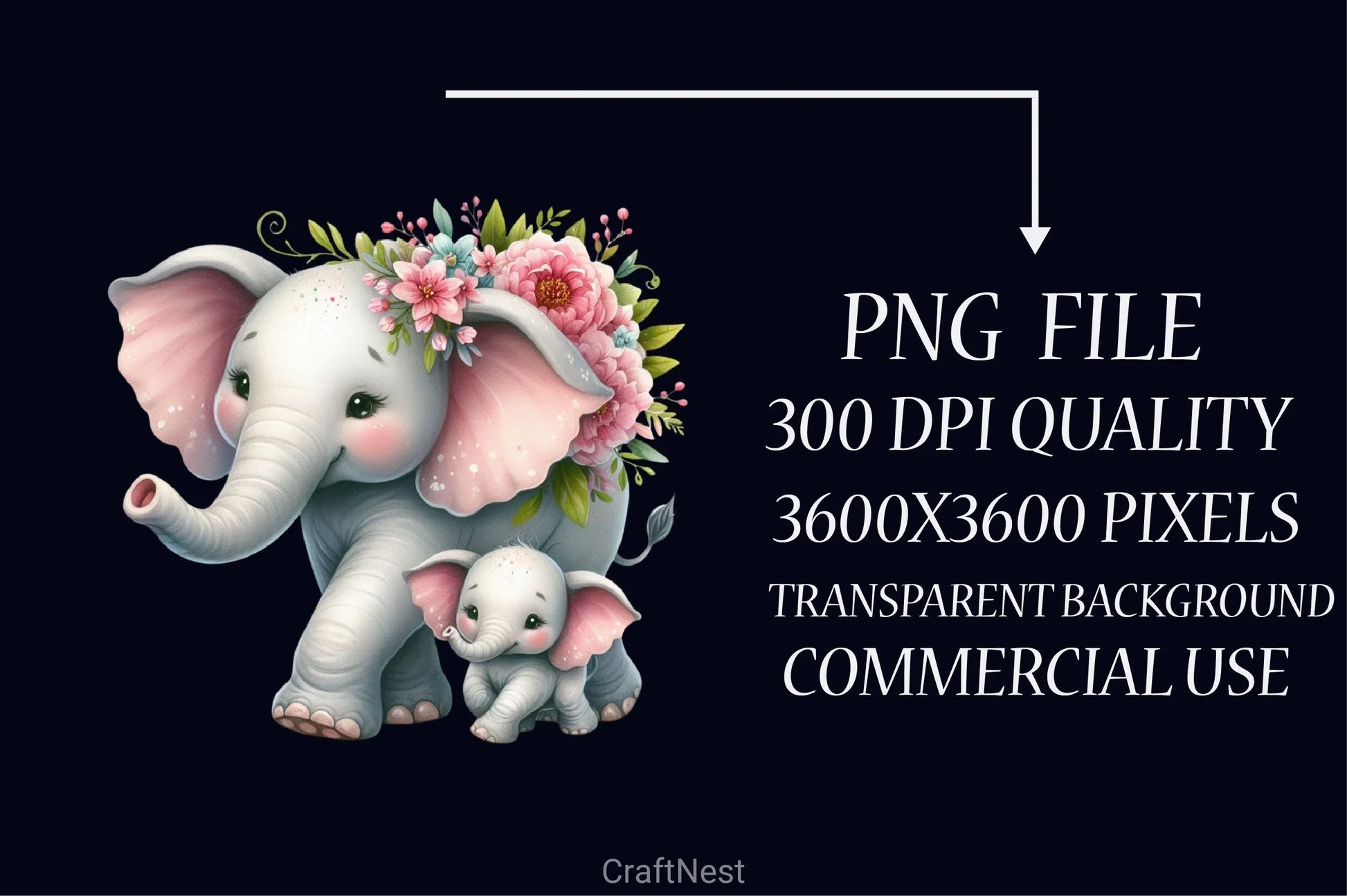 Mother's Day Elephant Clipart Bundle - CraftNest - Digital Crafting and Art