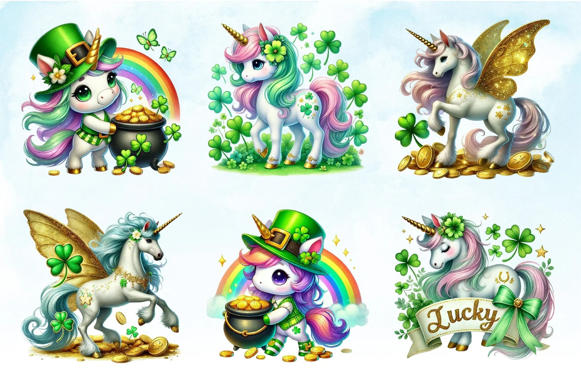 St Patrick's Day Unicorns Clipart Bundle 2 - CraftNest - Digital Crafting and Art