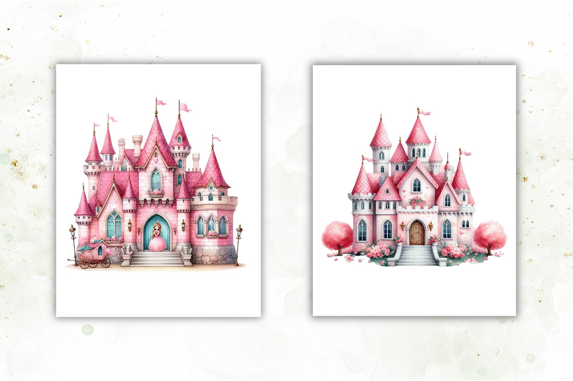 Pink Princess Castle Clipart Bundle - CraftNest - Digital Crafting and Art