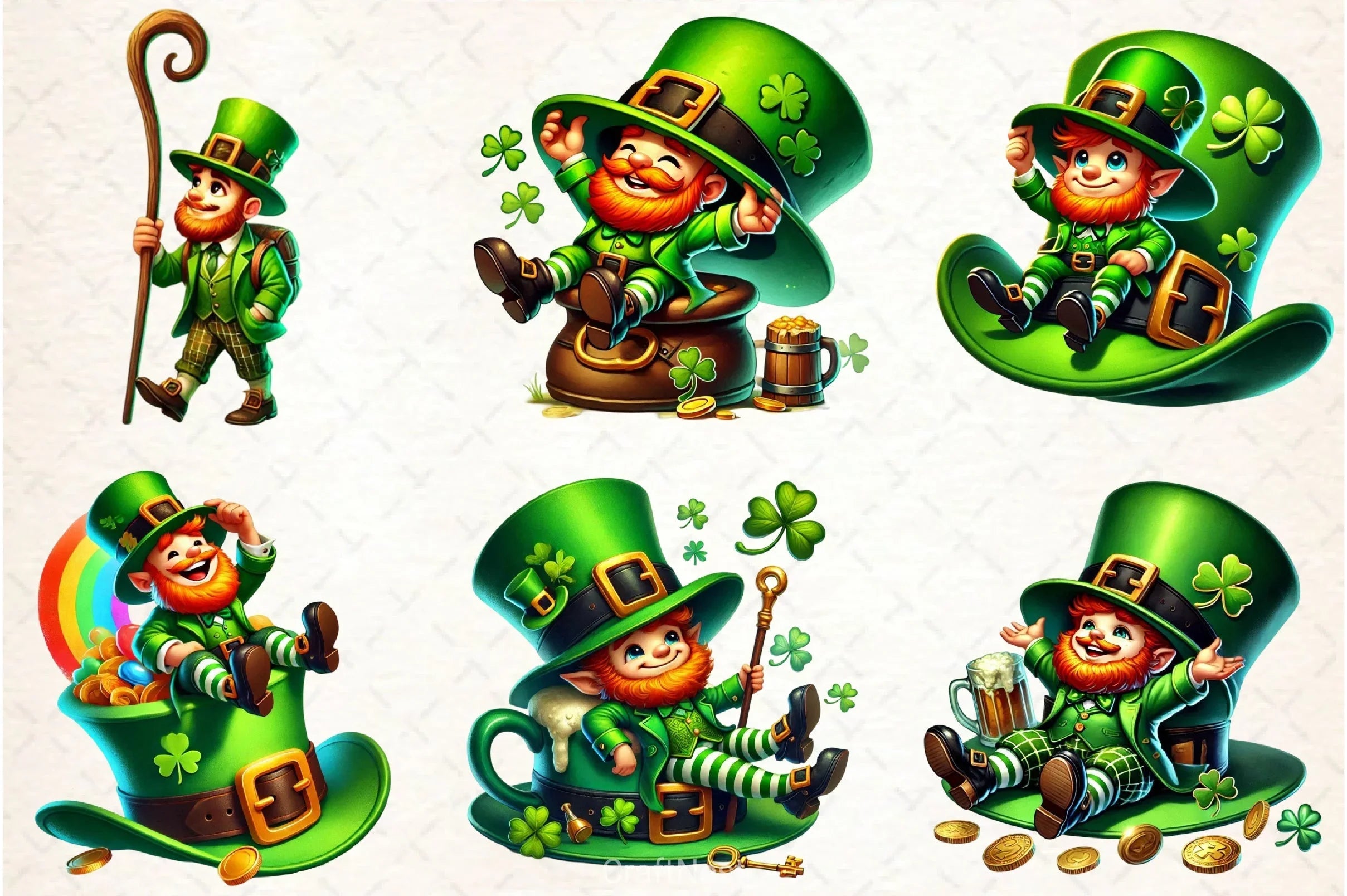 St Patrick's Leprechauns Clipart Bundle - CraftNest - Digital Crafting and Art