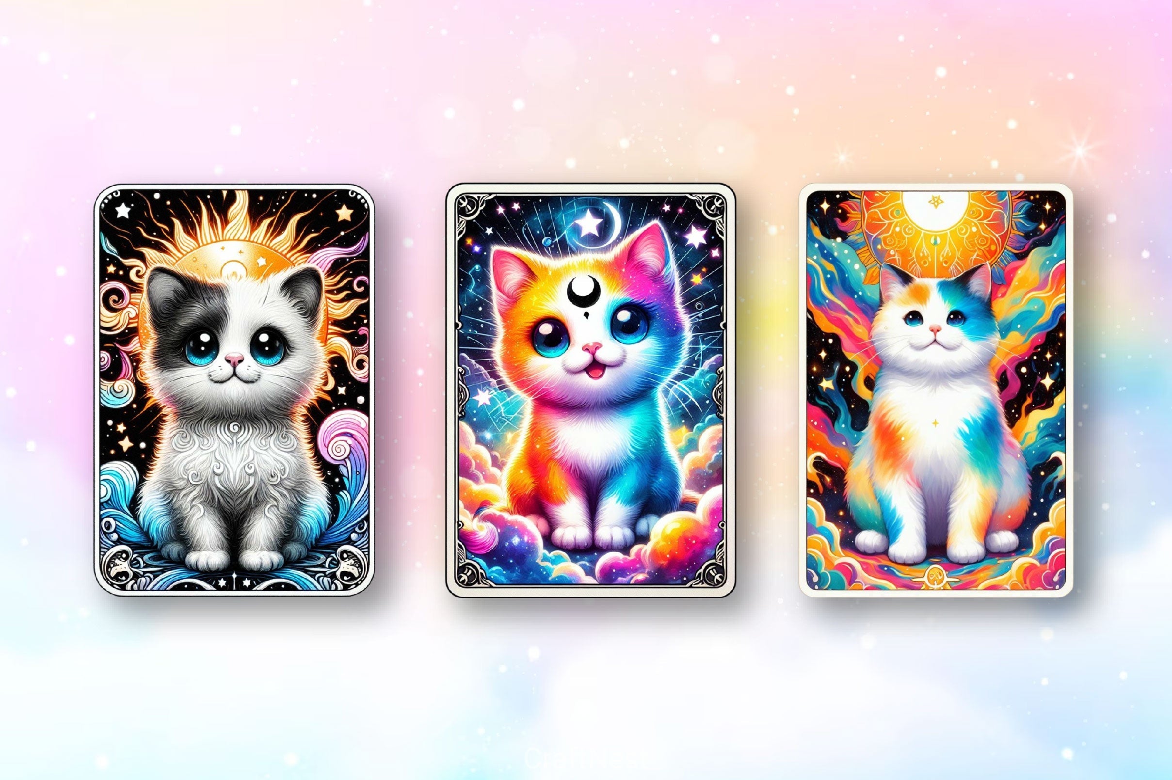 Funny Cat Tarot Cards Clipart Bundle